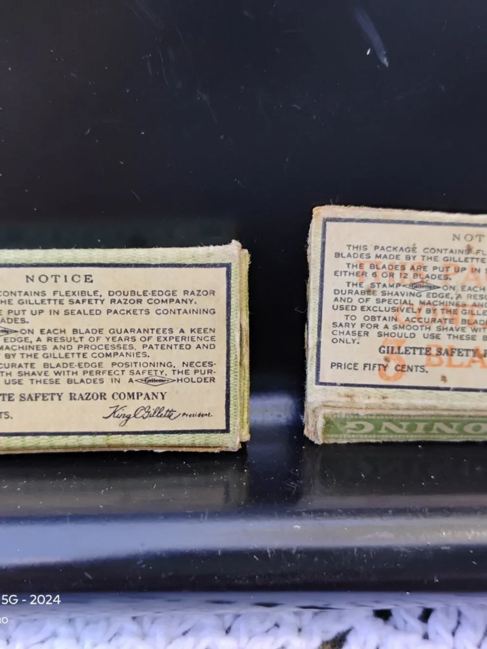 antique Gillette razor blades 1 full 1 partial packs Made in USA circa 1911-1927